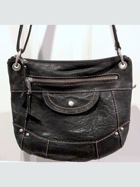 Fossil Leather MESSENGER BAG LONG LIVE BLACK LEATHER